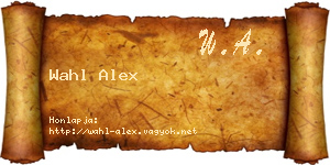 Wahl Alex névjegykártya